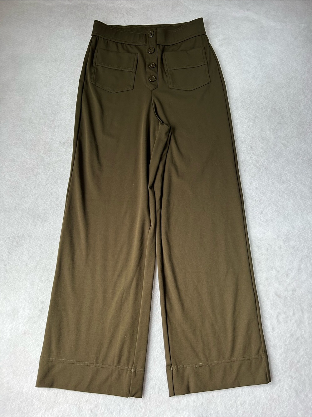 Halara Green High-Waisted Button Wide Leg Trousers Small Petite
